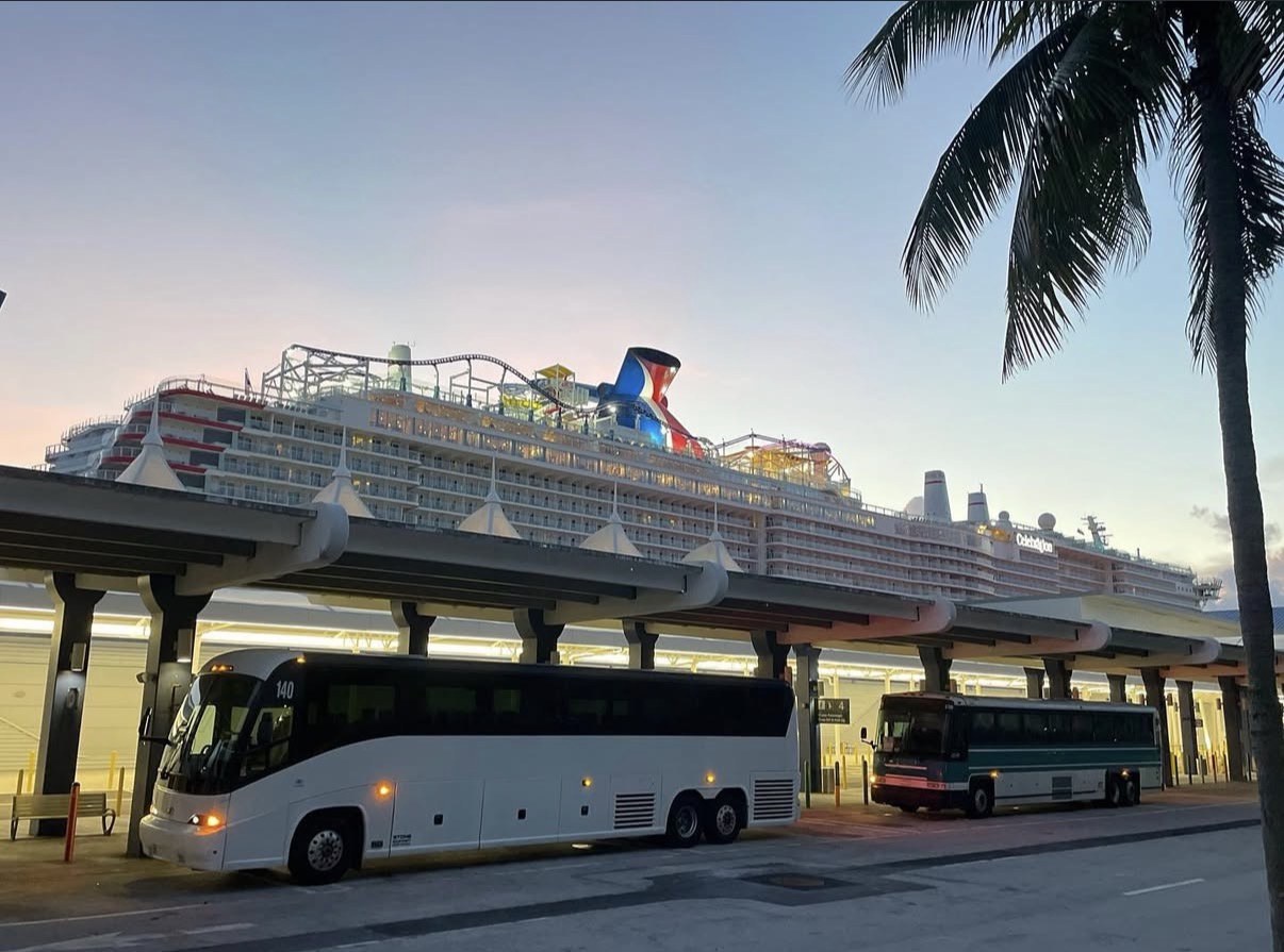 JGT coach at a cruise terminal